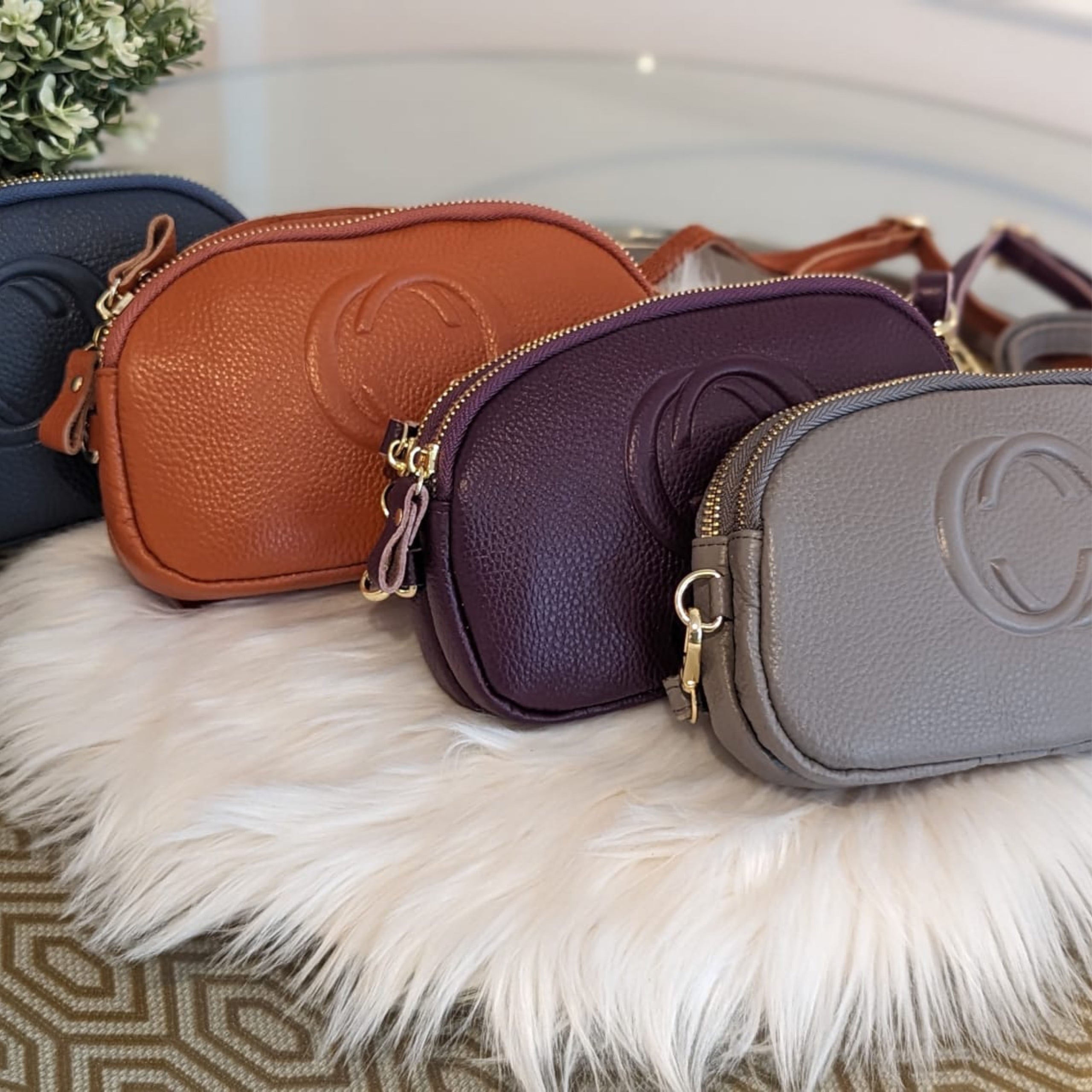 CC Double Zip Leather Shoulder bag